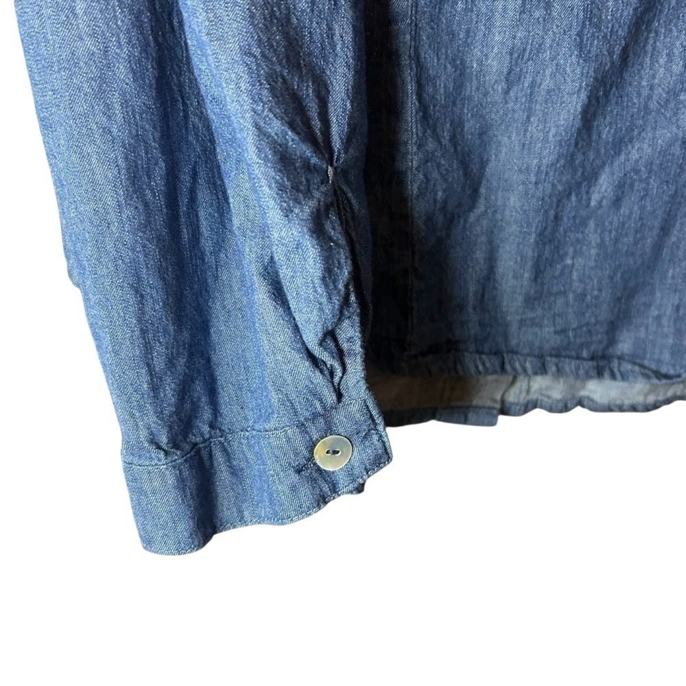 Draper James Blue Button Down Shirt with Ruffles size medium - Picture 7 of 11